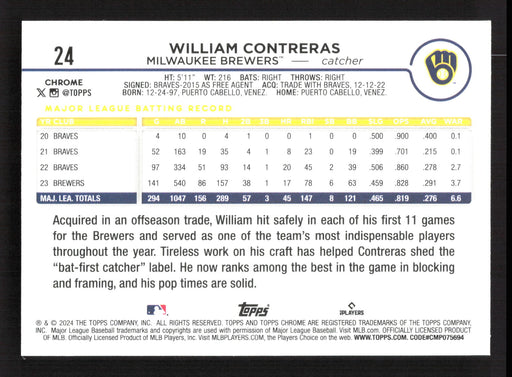 2024 Topps Chrome #24 William Contreras