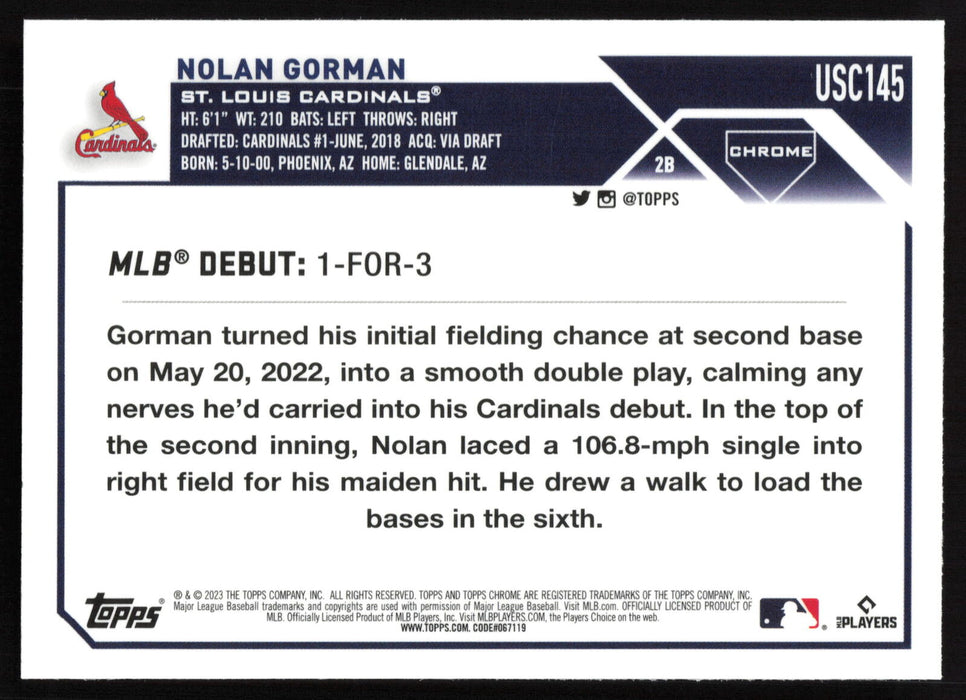 2023 Topps Chrome Update #USC145 Nolan Gorman