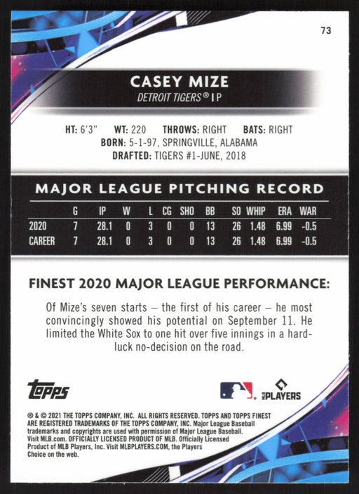 2021 Topps Finest #73 Casey Mize