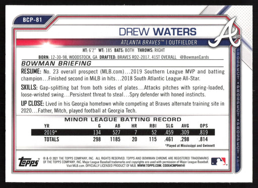 2021 Bowman #BCP-81 Drew Waters Chrome Prospects