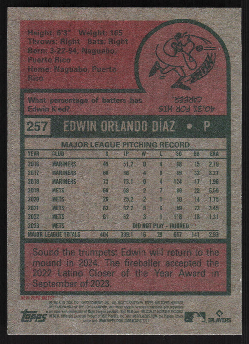 2024 Topps Heritage #257 Edwin Díaz Base