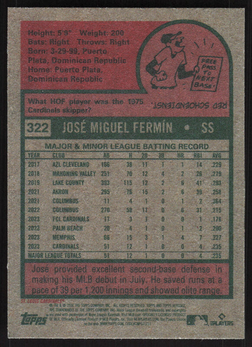 2024 Topps Heritage #322 José Fermín Base