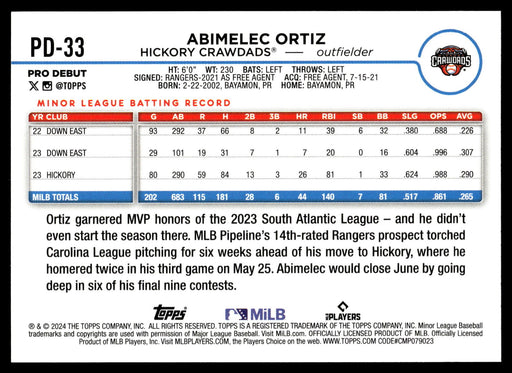 2024 Topps Pro Debut #PD-33 Abimelec Ortiz