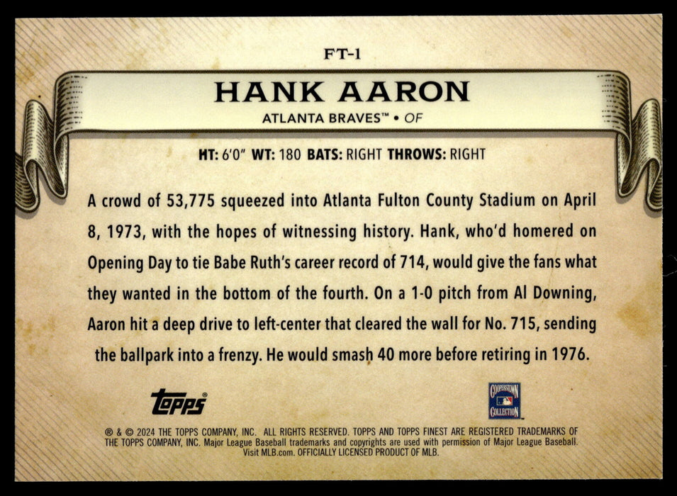 2024 Topps Finest #FT-1 Hank Aaron Finest Timeline