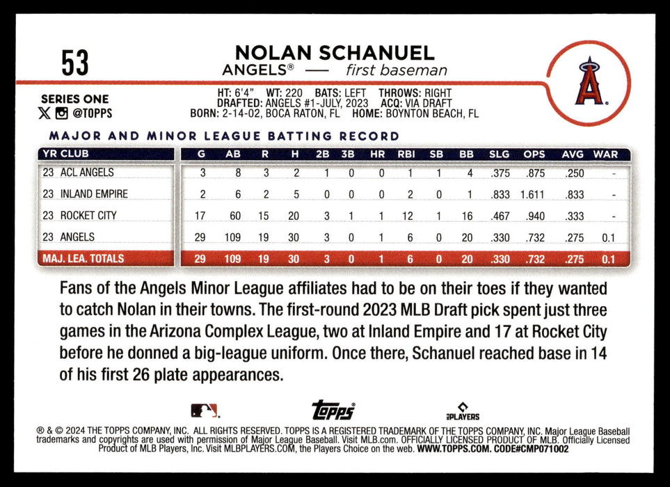 2024 Topps #53 Nolan Schanuel Aqua