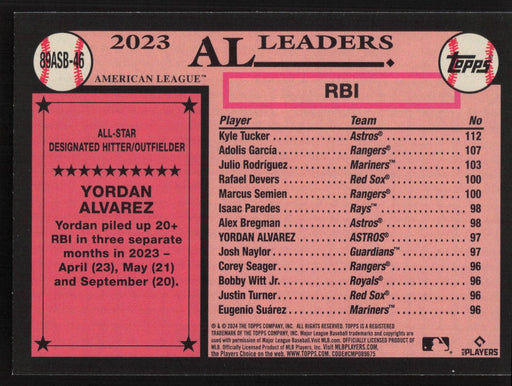 2024 Topps #89ASB-46 Yordan Alvarez 1989 Topps Baseball All-Stars Foil