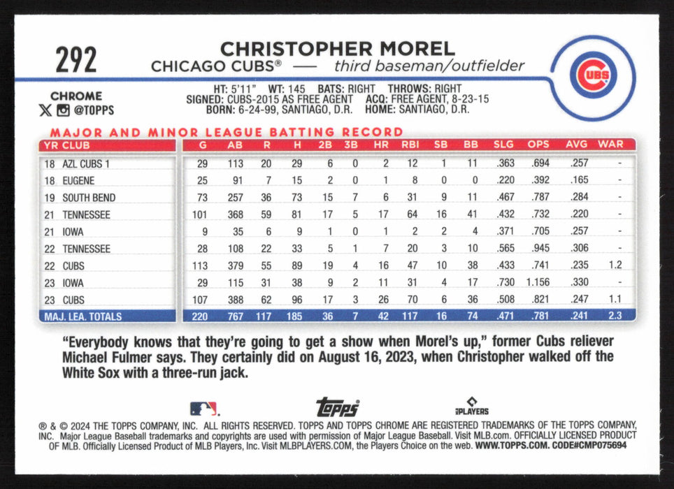 2024 Topps Chrome #292 Christopher Morel