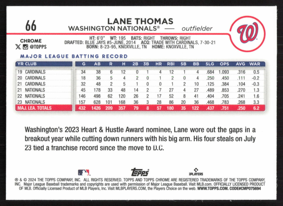 2024 Topps Chrome #66 Lane Thomas