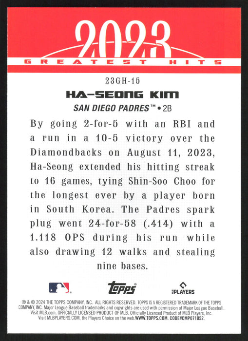 2024 Topps #23GH-15 Ha-Seong Kim 2023 Greatest Hits