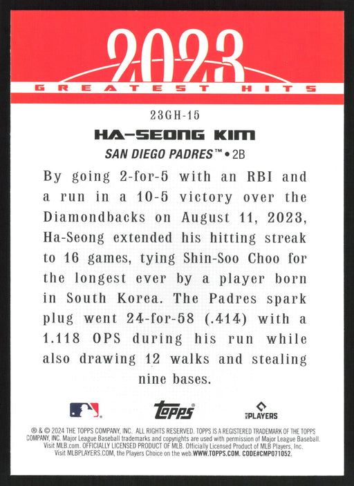 2024 Topps #23GH-15 Ha-Seong Kim 2023 Greatest Hits