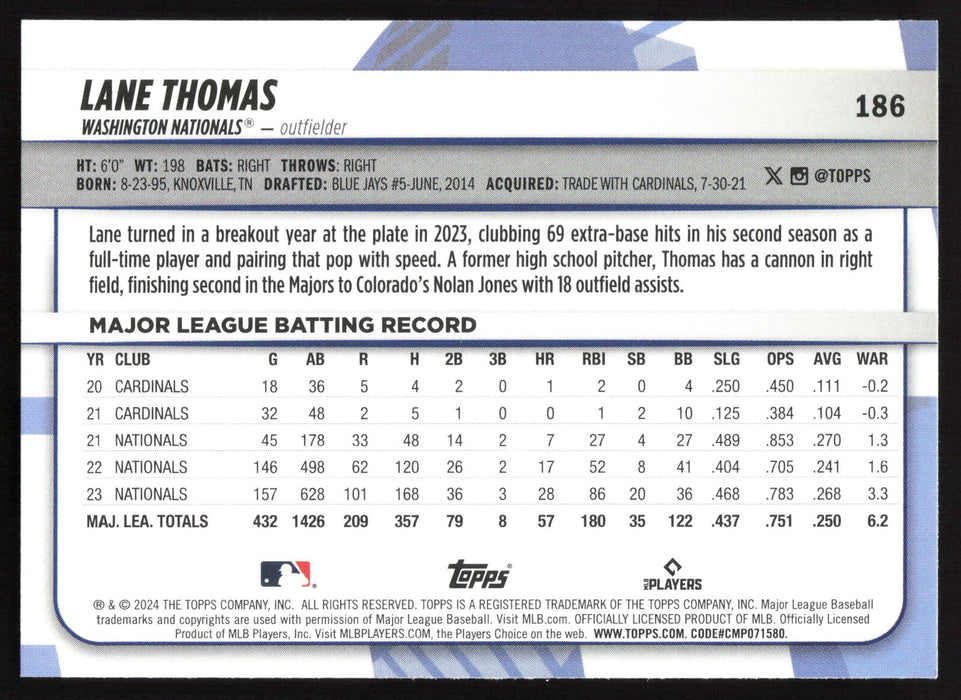 2024 Topps Big League #186 Lane Thomas