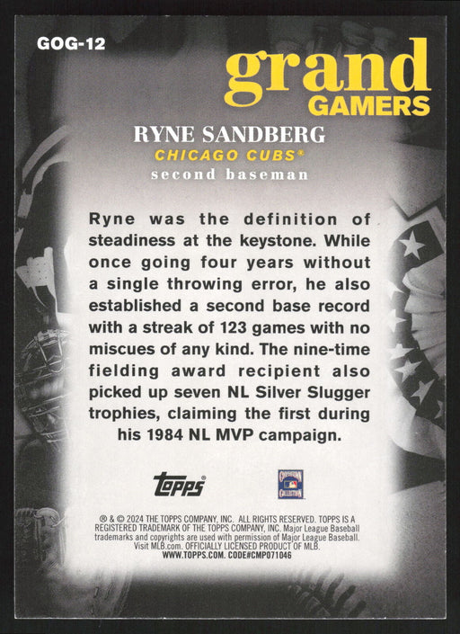 2024 Topps #GOG-12 Ryne Sandberg Grand Gamers