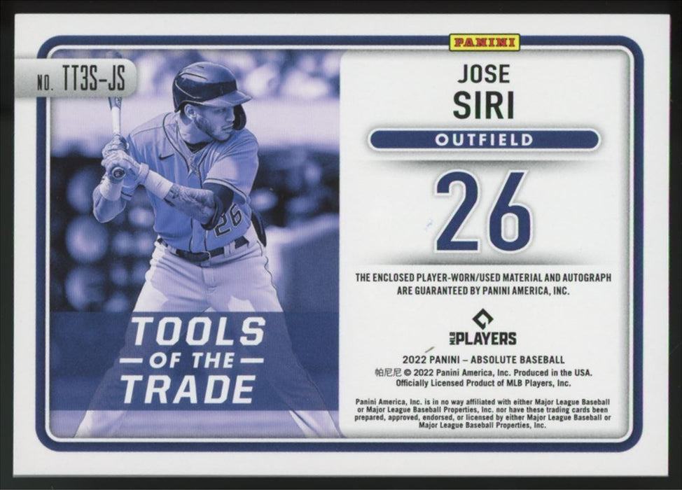 2022 Panini Absolute #TT3S-JS Jose Siri Tools of the Trade 3 Swatch Signatures