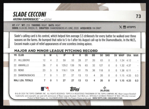 2024 Topps Big League #73 Slade Cecconi