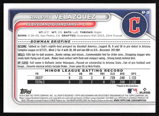 2024 Bowman #BP-29 Ralphy Velazquez Base