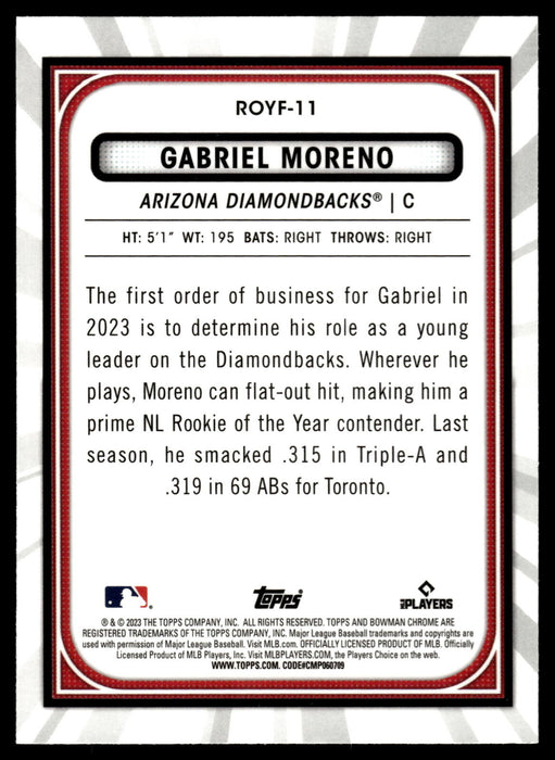 2023 Bowman #ROYF-11 Gabriel Moreno Rookie of the Year Favorites