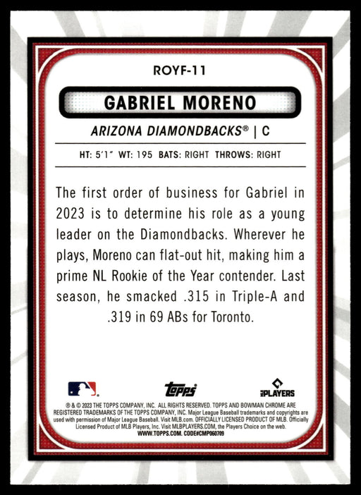 2023 Bowman #ROYF-11 Gabriel Moreno Rookie of the Year Favorites