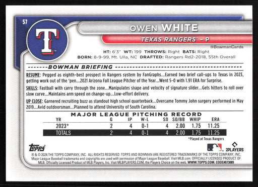 2024 Bowman #57 Owen White