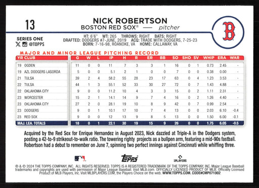 2024 Topps #13 Nick Robertson