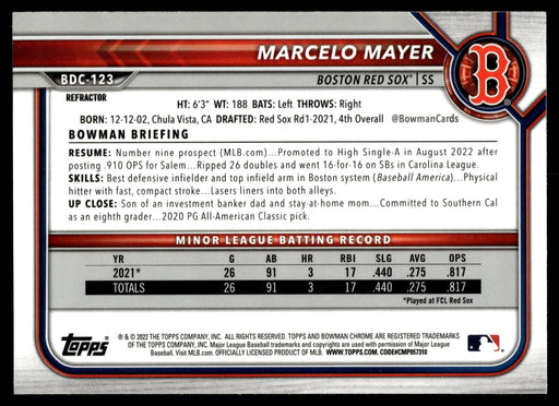 2022 Bowman Draft #BDC-123 Marcelo Mayer Chrome Refractor