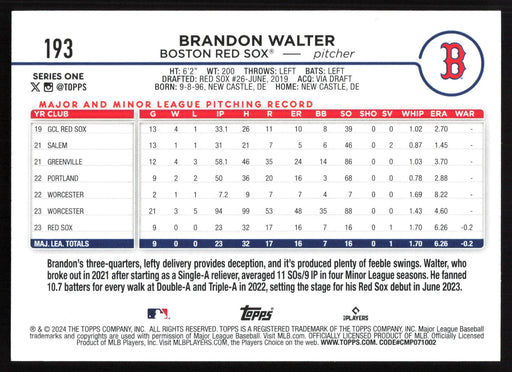 2024 Topps #193 Brandon Walter - 5 Card Player Lot - Rookie Card