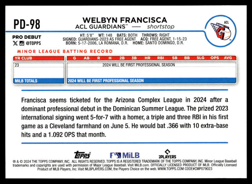 2024 Topps Pro Debut #PD-98 Welbyn Francisca