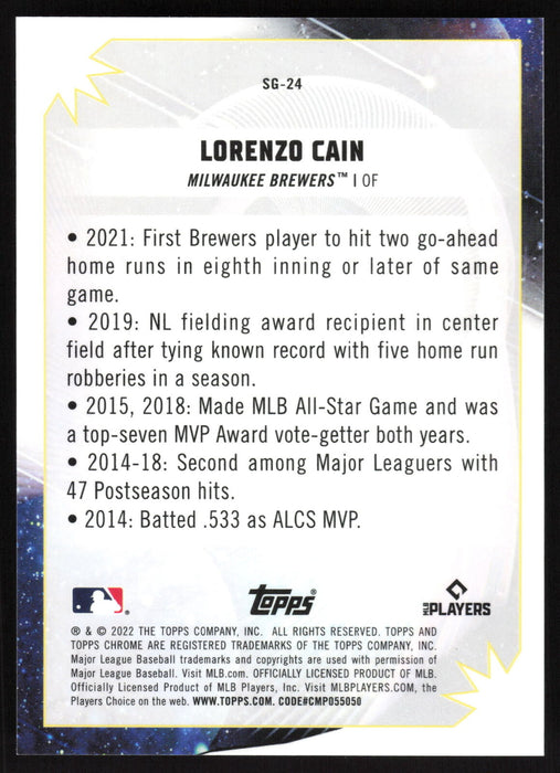 2022 Topps Chrome Cosmic #SG-24 Lorenzo Cain Star Gaze