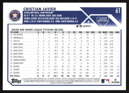 2023 Topps Japan Edition #61 Cristian Javier