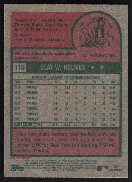 2024 Topps Heritage #115 Clay Holmes Base