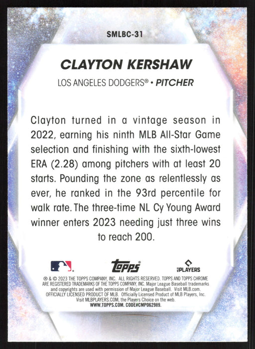 2023 Topps #SMLBC-31 Clayton Kershaw Stars of MLB Chrome