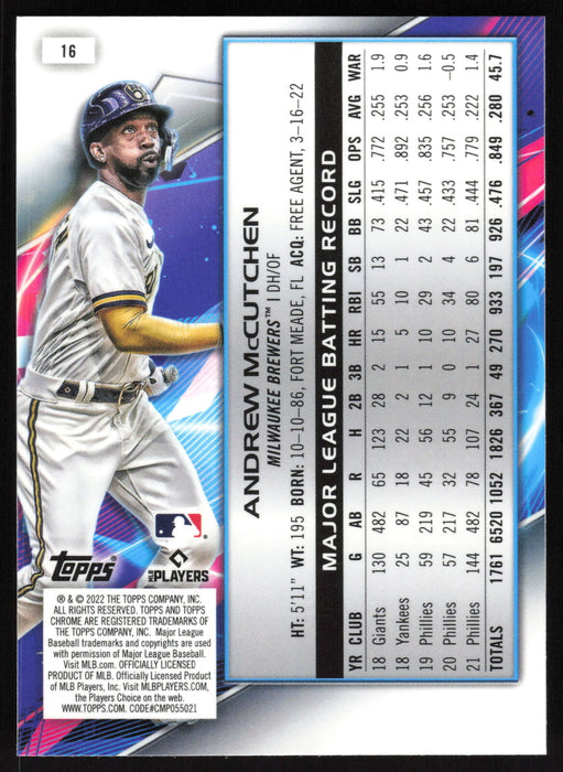 2022 Topps Chrome Cosmic #16 Andrew McCutchen