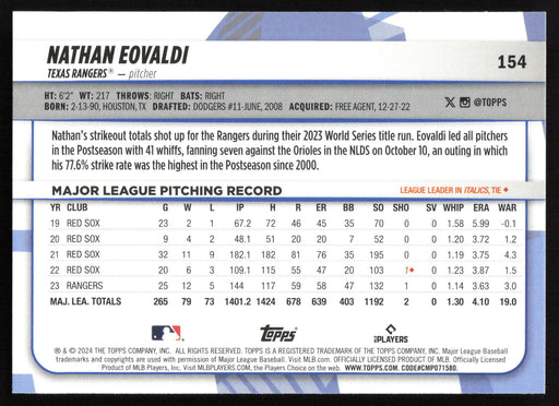 2024 Topps Big League #154 Nathan Eovaldi