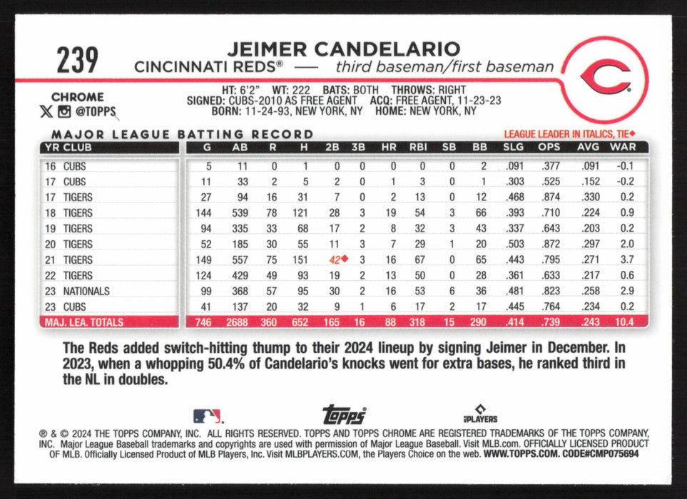 2024 Topps Chrome #239 Jeimer Candelario