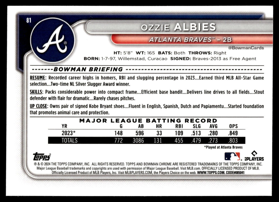 2024 Bowman Chrome #81 Ozzie Albies