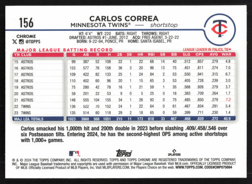 2024 Topps Chrome #156 Carlos Correa