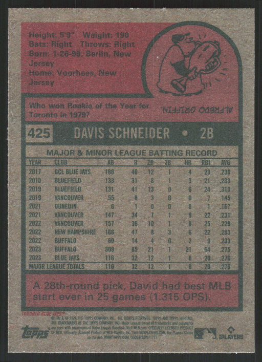 2024 Topps Heritage #425 Davis Schneider