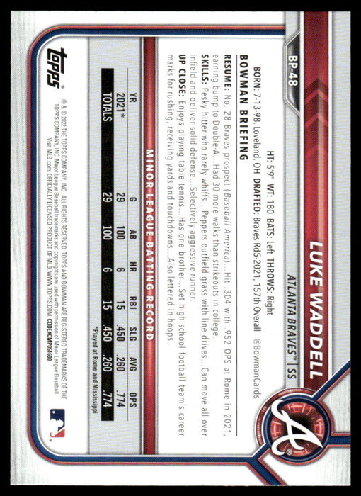 2022 Bowman #BP-48 Luke Waddell Prospects