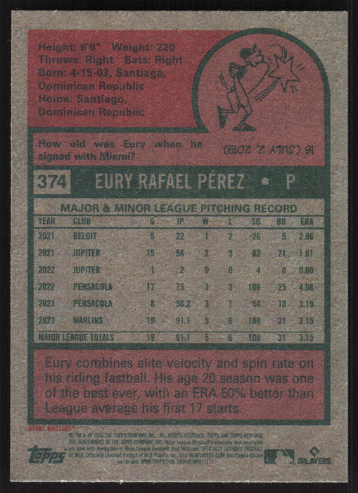 2024 Topps Heritage #374 Eury Pérez Base