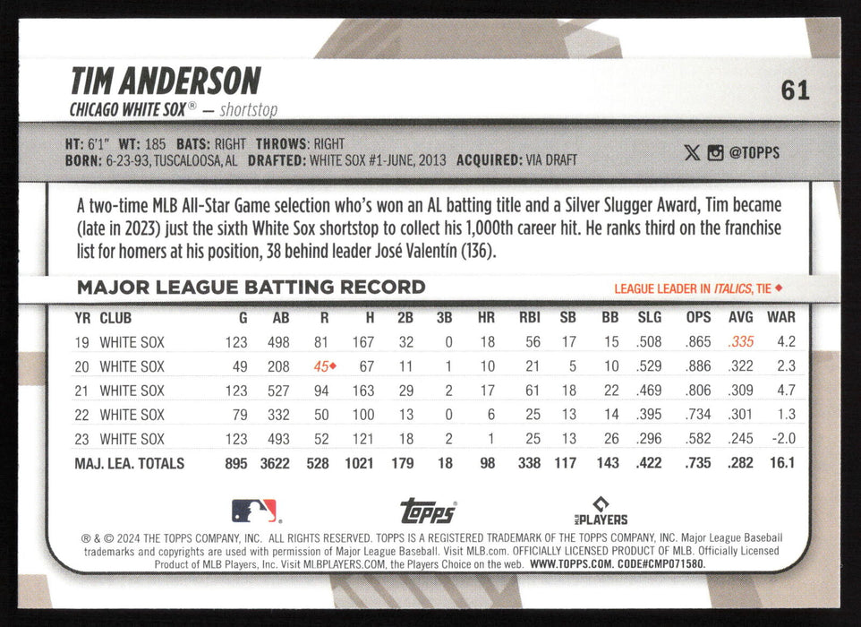 2024 Topps Big League #61 Tim Anderson