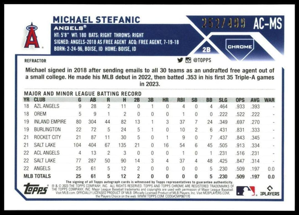 2023 Topps Chrome Update #AC-MS Michael Stefanic Autographs Refractor #/499