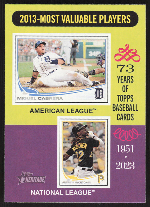 2024 Topps Heritage #206 2013 MVPs (Miguel Cabrera / Andrew McCutchen)