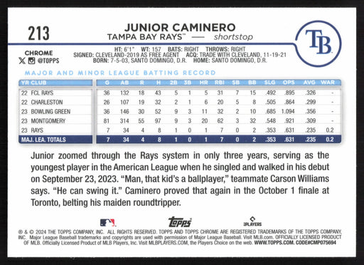 2024 Topps Chrome #213 Junior Caminero