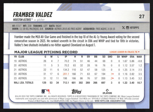 2024 Topps Big League #27 Framber Valdez