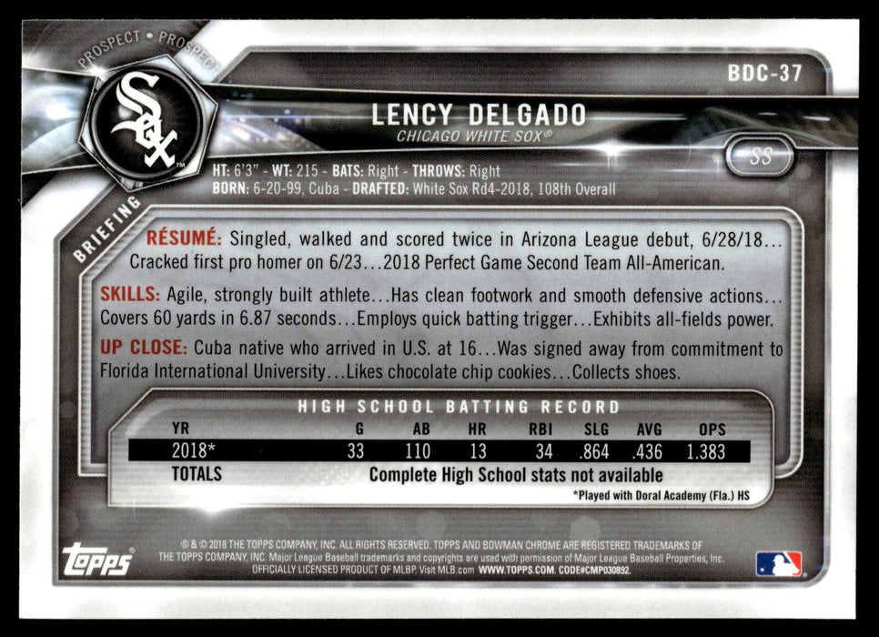 2018 Bowman Draft #BDC-37 Lency Delgado Chrome