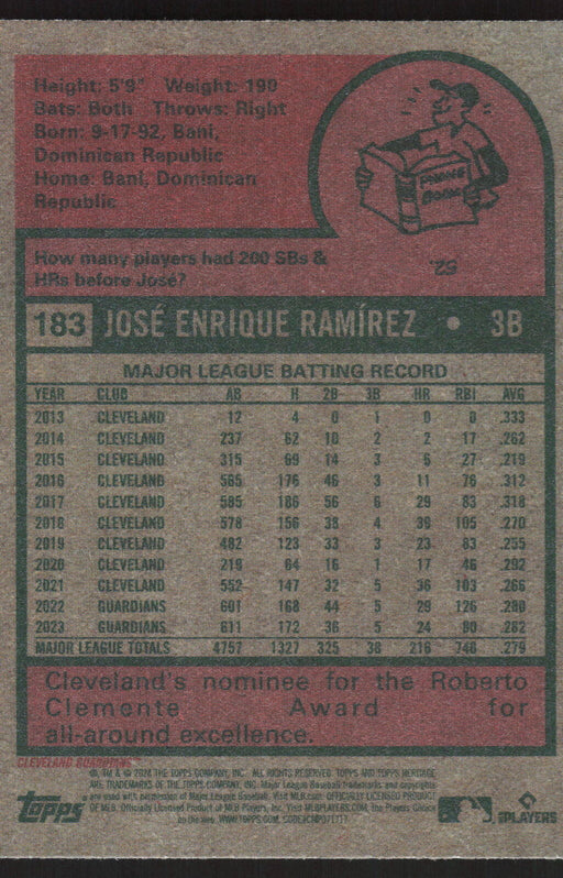 2024 Topps Heritage #183 José Ramírez Base