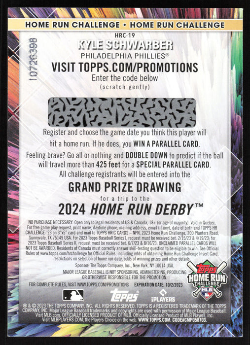 2023 Topps #HRC-19 Kyle Schwarber Home Run Challenge (Series One)