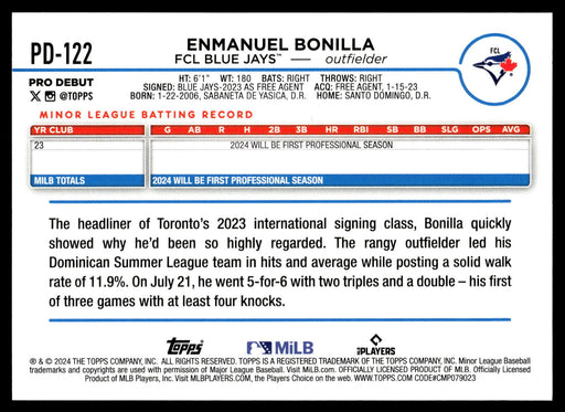 2024 Topps Pro Debut #PD-122 Enmanuel Bonilla