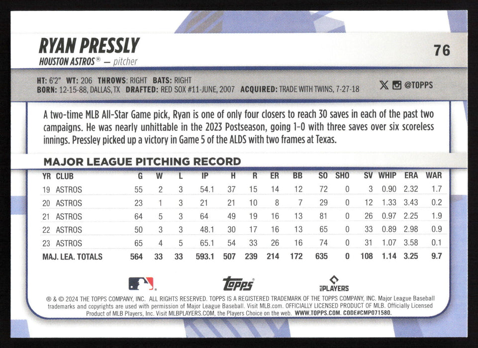 2024 Topps Big League #76 Ryan Pressly