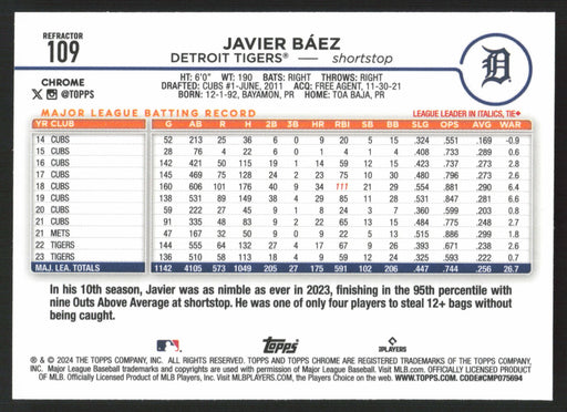 2024 Topps Chrome #109 Javier Báez Refractor