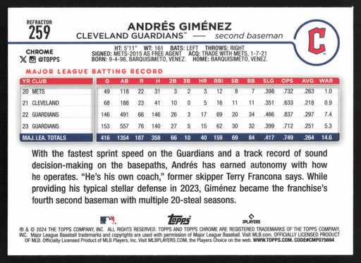 2024 Topps Chrome #259 Andrés Giménez Refractor